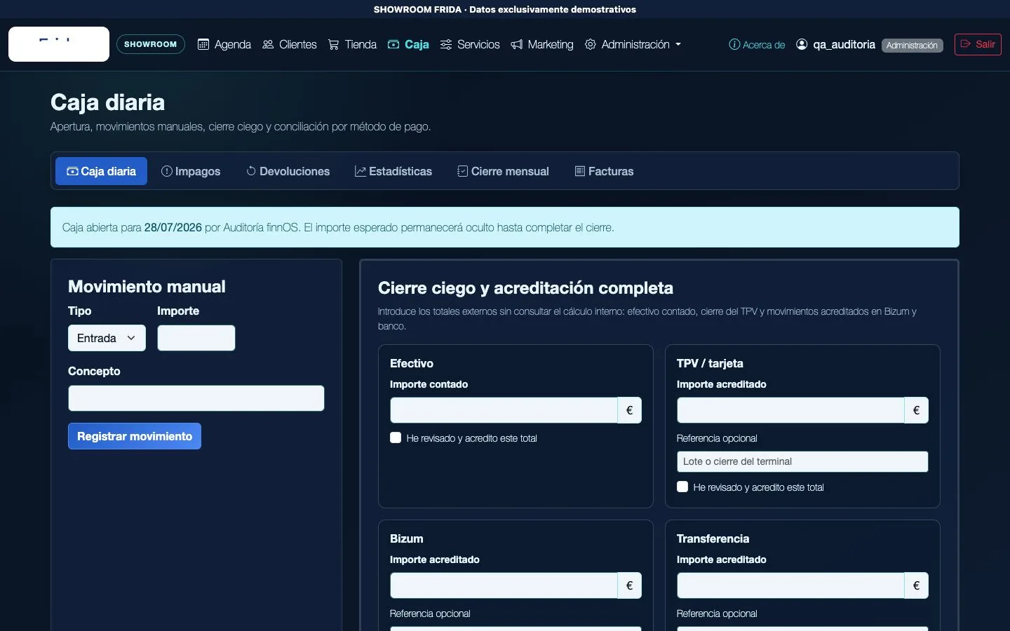 Cierre completo de caja